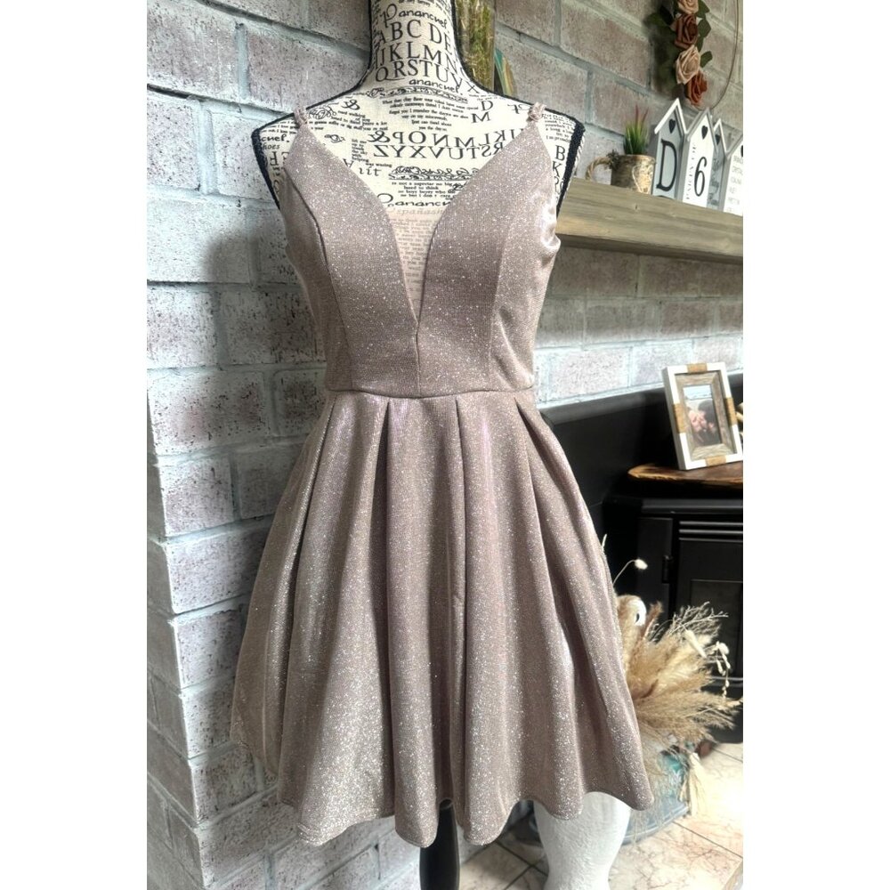 B. Darlin Rose Shimmer Mesh Prom/Party Dress Womens/Junior‎ 3/4 W/Pockets Short